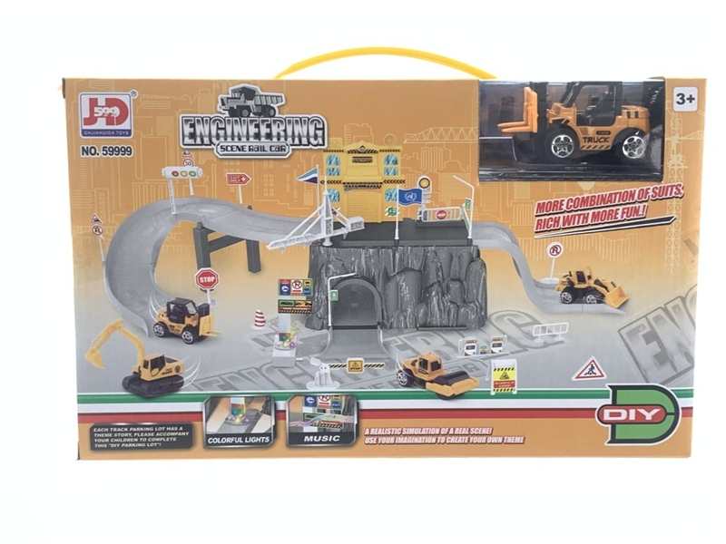 PARKING LOT W/LIGHT&MUSIC INCLUDED 3*AG13,FREE WAY DIE CAST CAR - HP1160198