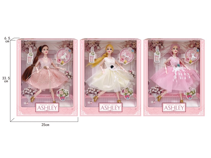 11.5寸关节芭比大裙红盒（3D眼睛）,三款混装 - HP1160314