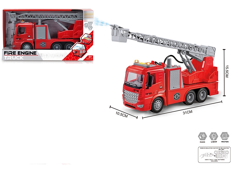 FRICTION FIRE ENGINE TRUCK W/LIGHT&MUSIC,SPRAY WATER - HP1161102