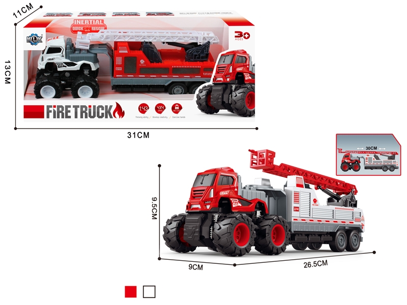 FRICTION DIE-CAST  FIRE TRUCK WHITE/RED - HP1161274