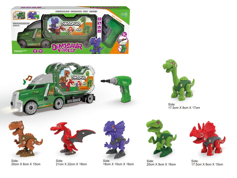 FREE WAY TRUCK W/LIGHT & MUSIC & ASSEMBLE DINOSAUR 6ASST - HP1161798