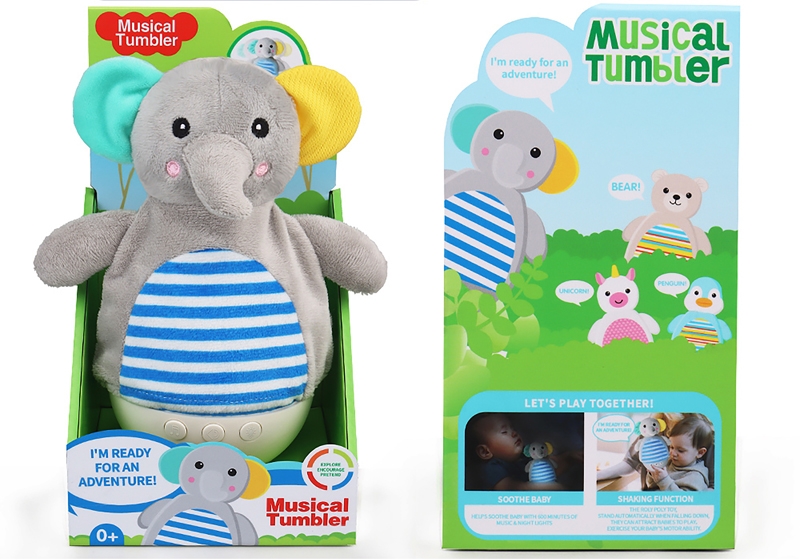20CM PLUSH ELEPHANT W/LIGHT&MUSIC - HP1164323