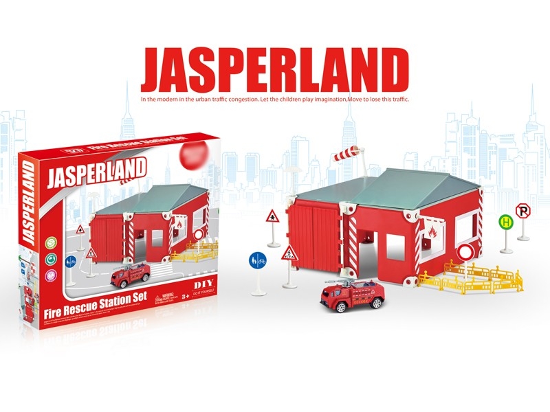 FIRE STATION W/1 PULL BACK DIE-CAST CARS，6ASST - HP1165852