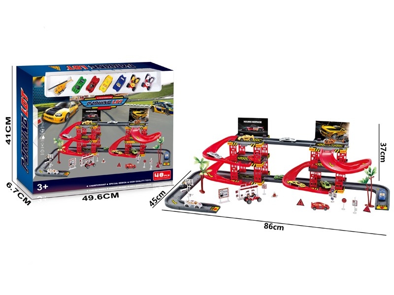 PARKING LOTS W/ 2PCS FREE WAY DIE CAST & 2 FREE WAY CAR & 2FREE WAY MOTORBIKE & 1FREE WAY AIRCRAFT - HP1165873
