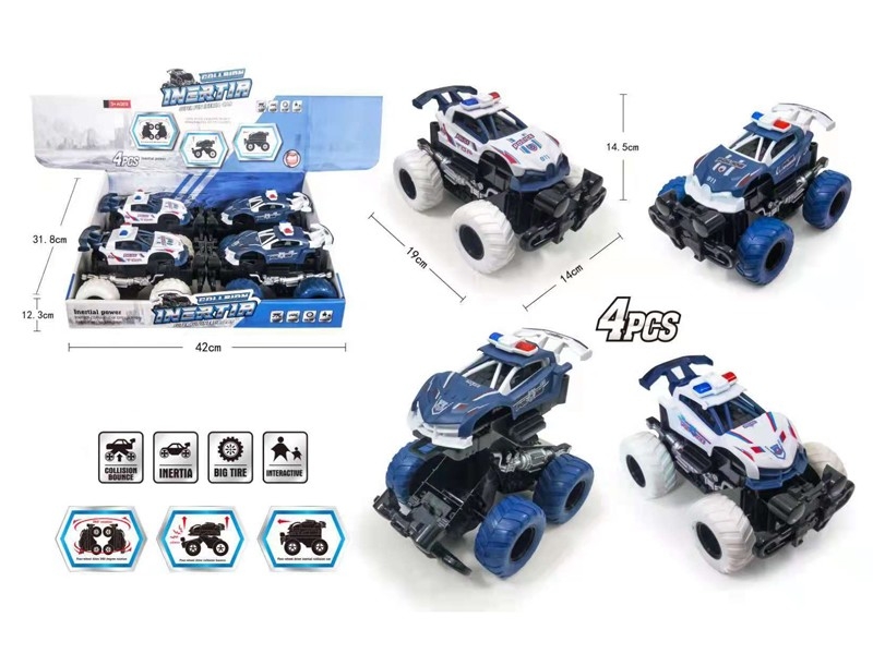 FRICTION POLICE CAR 4PCS/DISPLAY - HP1166050