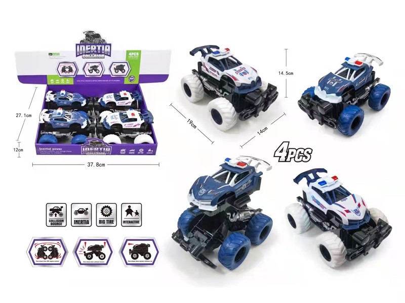FRICTION POLICE CAR 4PCS/DISPLAY - HP1166058