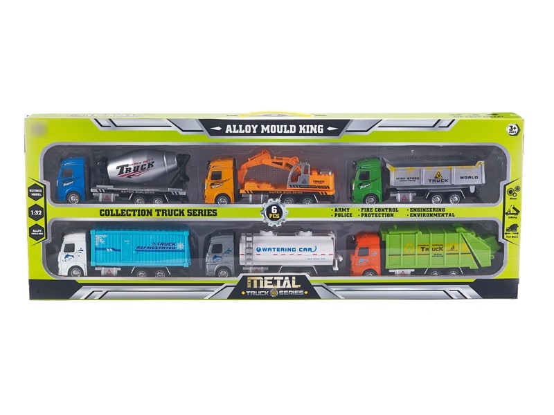 1:32  PULL BACK DIE CAST CONSTRUCTION CAR & SANITATION TRUCK 6PCS - HP1166307