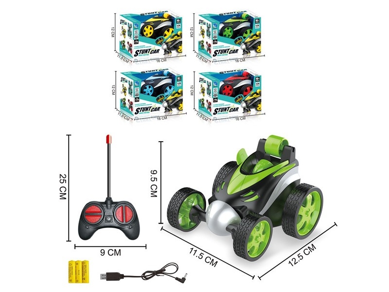 R/C STUNT CAR W/USB INCLUDE BATTERY，RED/YELLOW/BLUE/GREEN - HP1166426