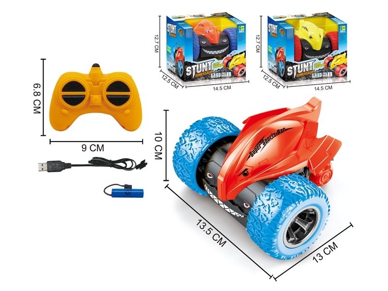 2.4G  R/C STUNT CAR W/LIGHT & USB & BATTERY，ORANGE/YELLOW - HP1166429