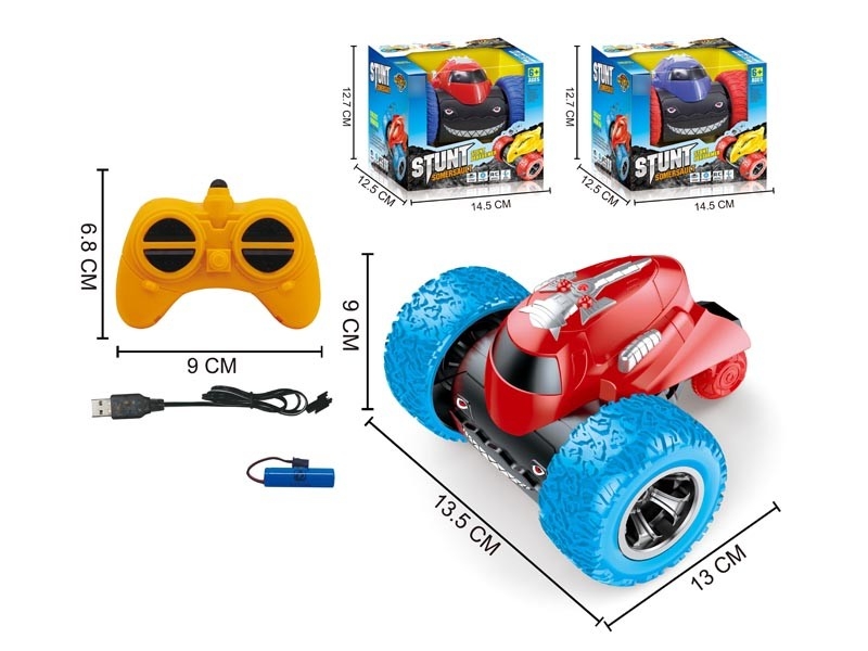 2.4G  R/C STUNT CAR W/LIGHT & USB & BATTERY，RED/BLUE - HP1166430