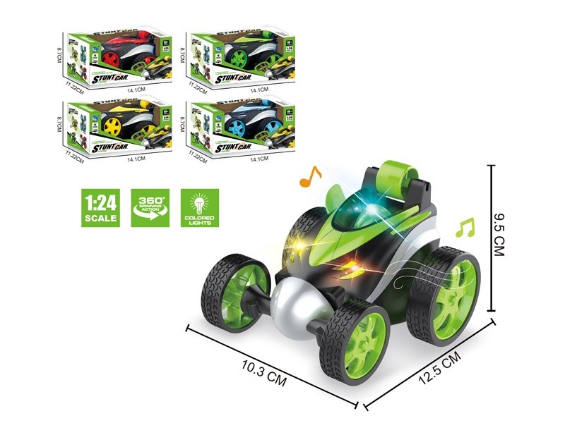 B/O STUNT CAR W/LIGHT & MUSIC，RED/YELLOW/BLUE/GREEN - HP1166433