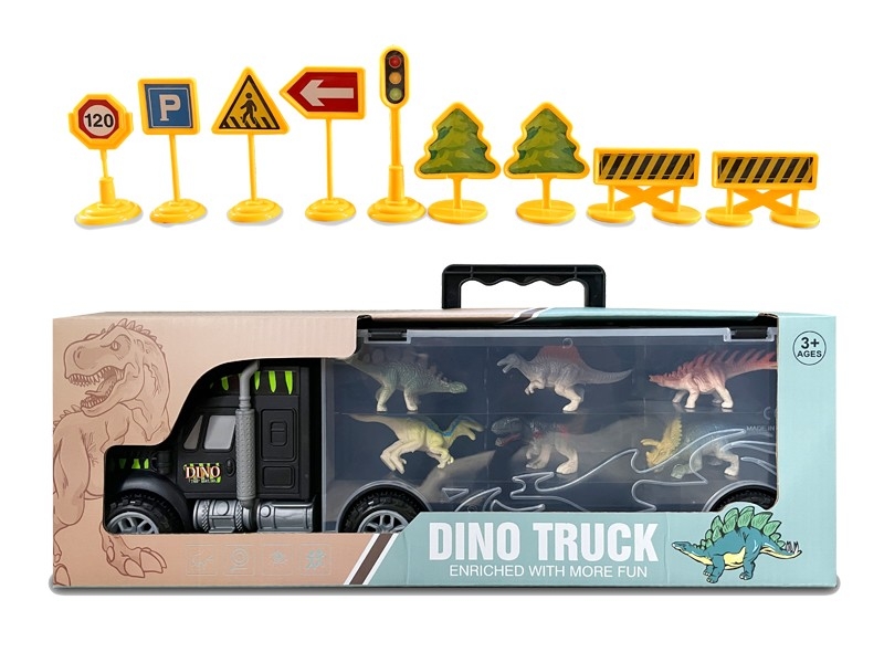 FRICTION CONTAINER TRUCK W/DINOSAURE 8PCS - HP1166545