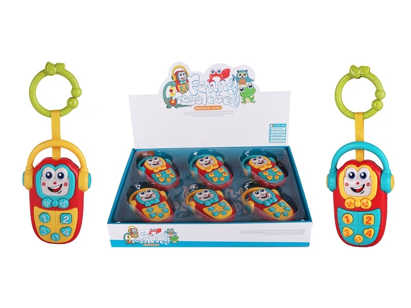 BABY RATTLE W/LIGHT & MUSIC NOT  INCLUDE BATTER，YELLOW/GREEN，6PCS/DISPLAY - HP1166556