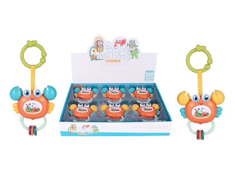 BABY RATTLE W/LIGHT & MUSIC NOT  INCLUDE BATTER，YELLOW/BLUE，6PCS/DISPLAY - HP1166559