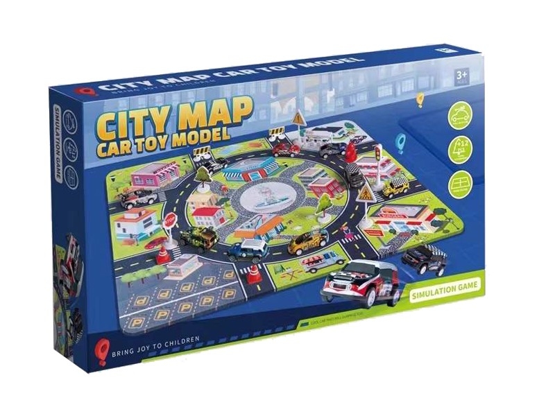 FREE WAY DIE CAST CAR SET W/SCENE MAP - HP1166590