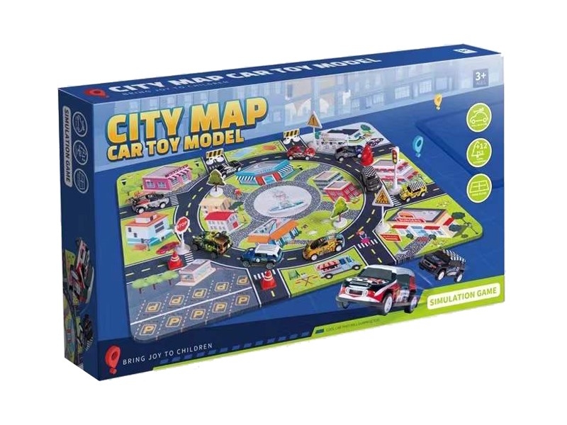 FREE WAY DIE CAST CAR SET W/SCENE MAP - HP1166591