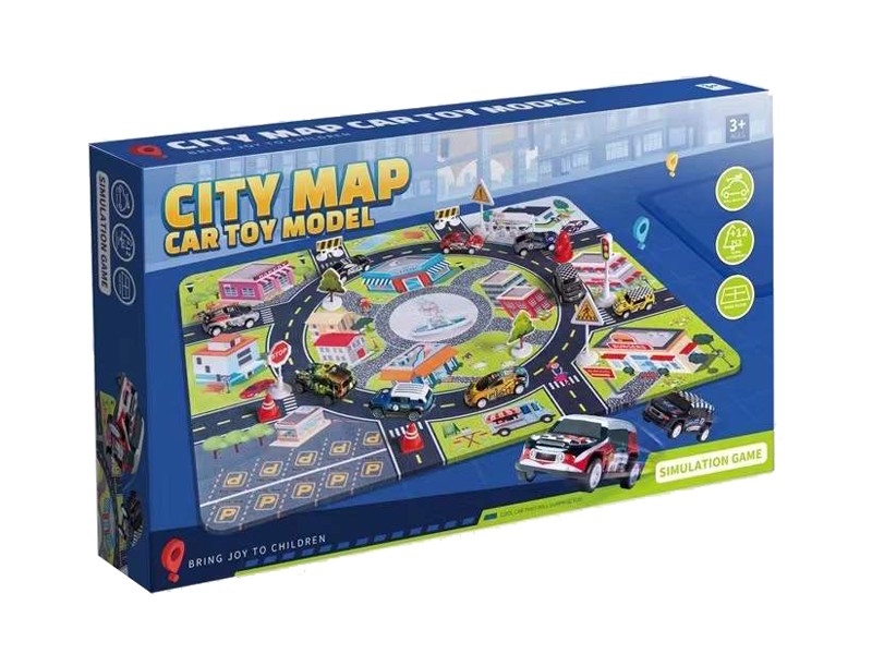 FREE WAY DIE CAST CAR SET W/SCENE MAP - HP1166592