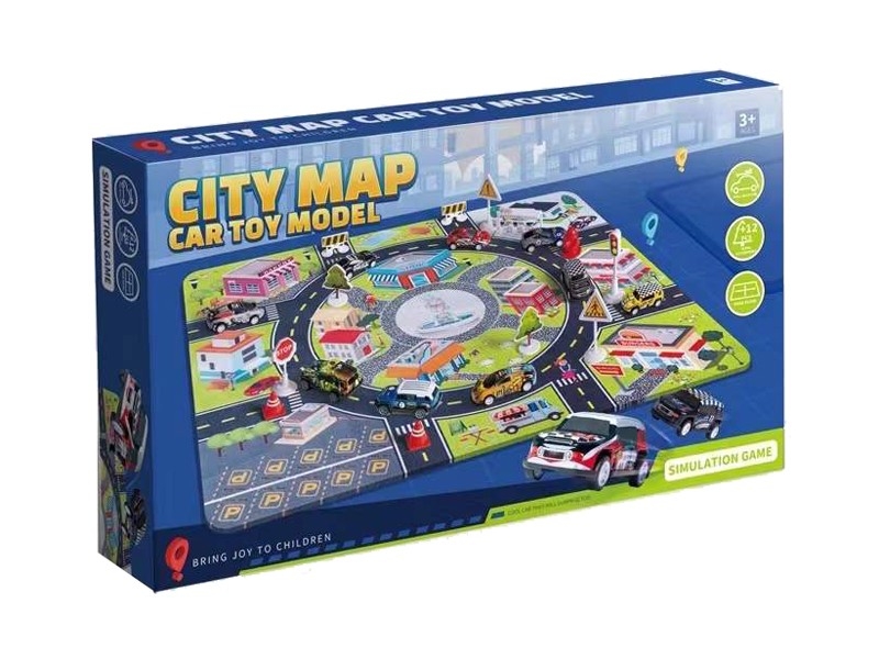 FREE WAY DIE CAST CAR SET W/SCENE MAP - HP1166593