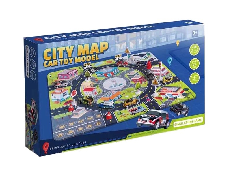 FREE WAY DIE CAST CAR SET W/SCENE MAP - HP1166594