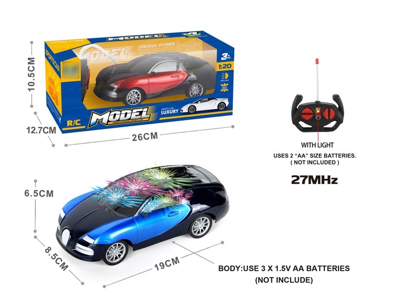 1:20 4-CHANNEL R/C CAR W/LIGHT,NOT INCLUDE BATTERY RED & BLUE - HP1167006