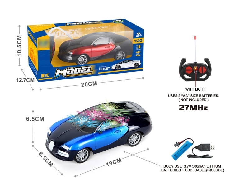 1:20 4-CHANNEL R/C CAR W/LIGHT, INCLUDE BATTERY RED& BLUE - HP1167016