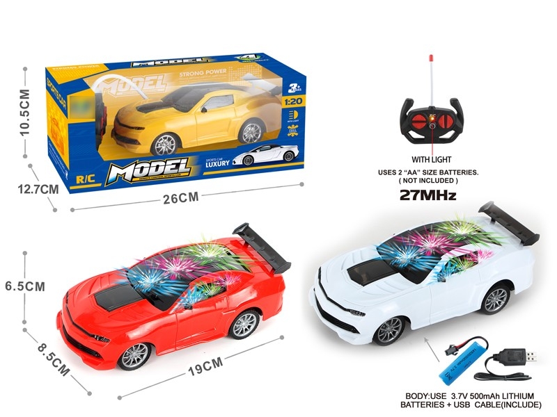 1:20 4-CHANNEL R/C CAR W/LIGHT, INCLUDE BATTERY WHITE & YELLOW & RED - HP1167017