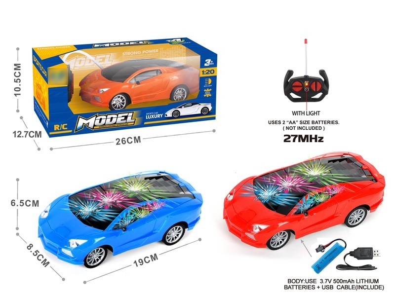 1:20 4-CHANNEL R/C CAR W/LIGHT, INCLUDE BATTERY ORANGE & RED & BLUE - HP1167018