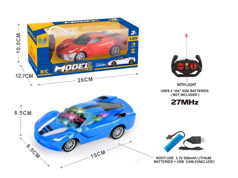 1:20 4-CHANNEL R/C CAR W/LIGHT, INCLUDE BATTERY RED& BLUE - HP1167019