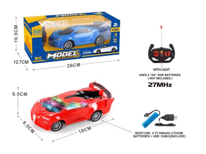 1:20 4-CHANNEL R/C CAR W/LIGHT, INCLUDE BATTERY RED& BLUE - HP1167020