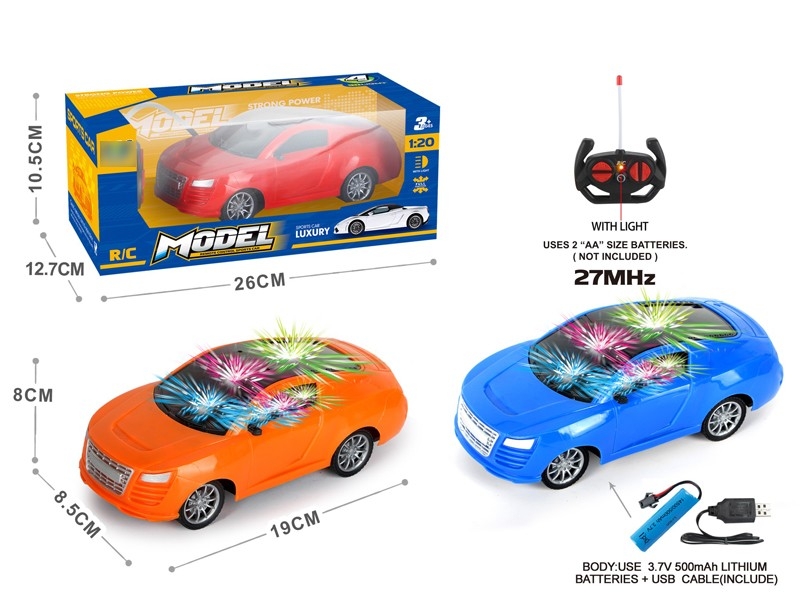 1:20 4-CHANNEL R/C CAR W/LIGHT, INCLUDE BATTERY ORANGE & RED & BLUE - HP1167022