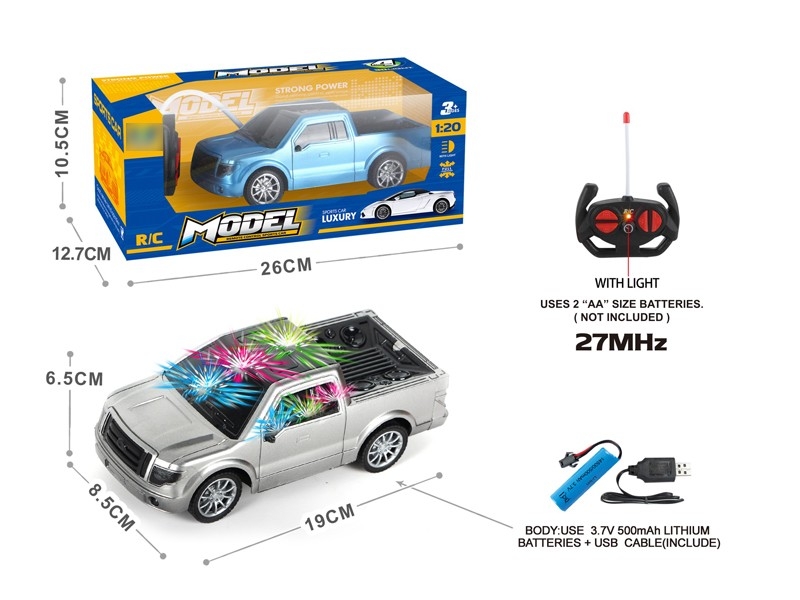 1:20 4-CHANNEL  R/C CAR W/LIGHT, INCLUDE BATTERY BLUE & SILVER - HP1167023