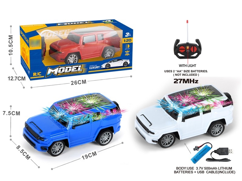 1:20 4-CHANNEL R/C CAR W/LIGHT, INCLUDE BATTERY WHITE & BLUE & RED - HP1167024