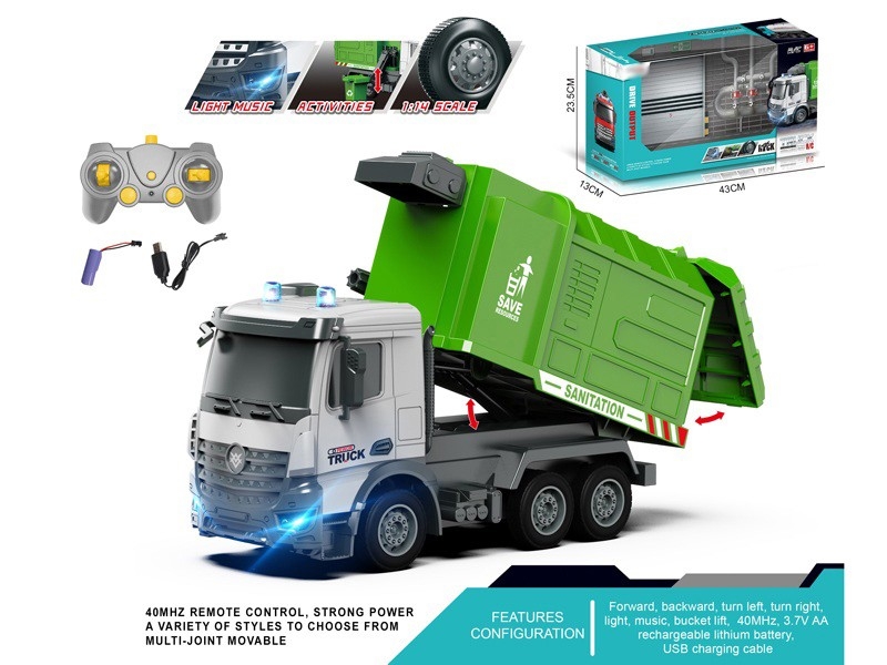 1:14 6 FUNCTION R/C SANITATION TRUCK W/LIGHT & MUSIC - HP1167026