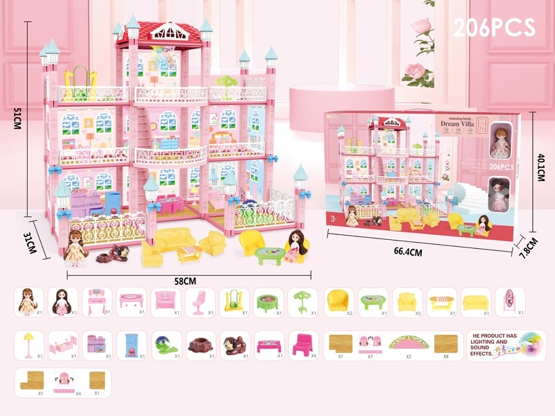 DIY ASSEMBLE VILLA W/LIGHT & MUSIC & 4.5