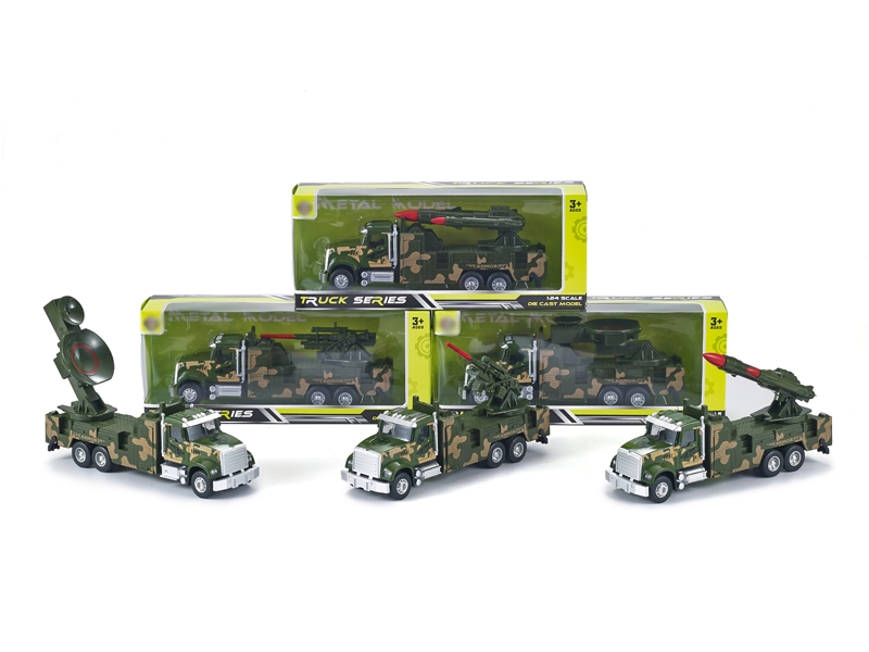 1:24 PULL BACK DIE CAST MILITARY CAR W/LIGHT & MUSIC，3ASST - HP1168052