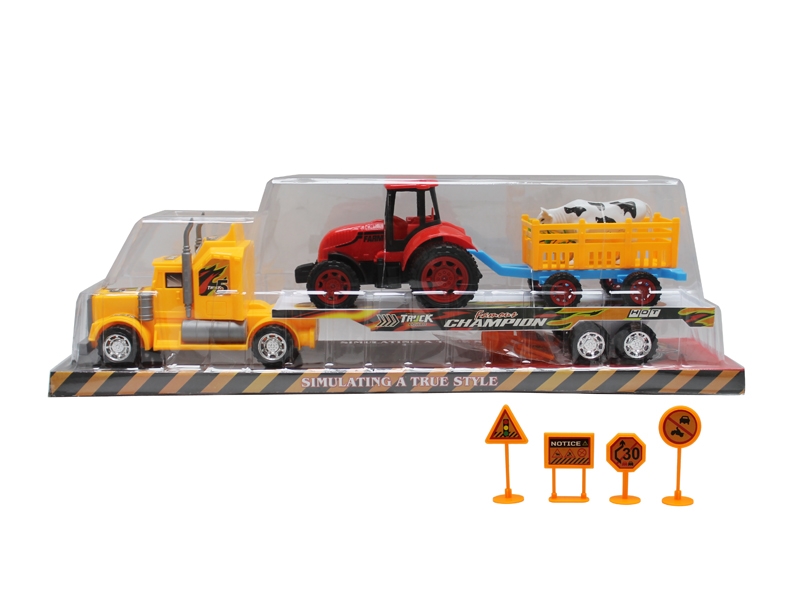 FRICTION TRUCK W/ FARMER CAR，RED/YELLOW - HP1168462