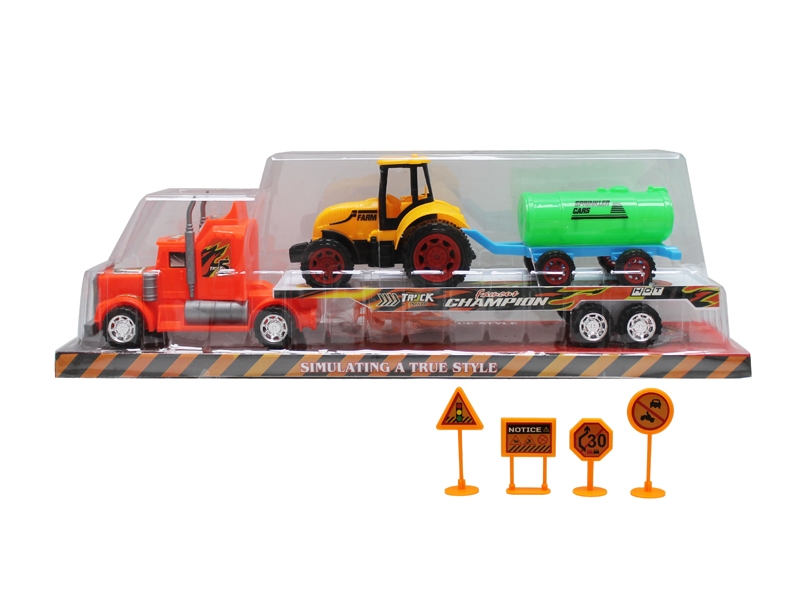 FRICTION TRUCK W/ FARMER CAR，RED/YELLOW - HP1168463