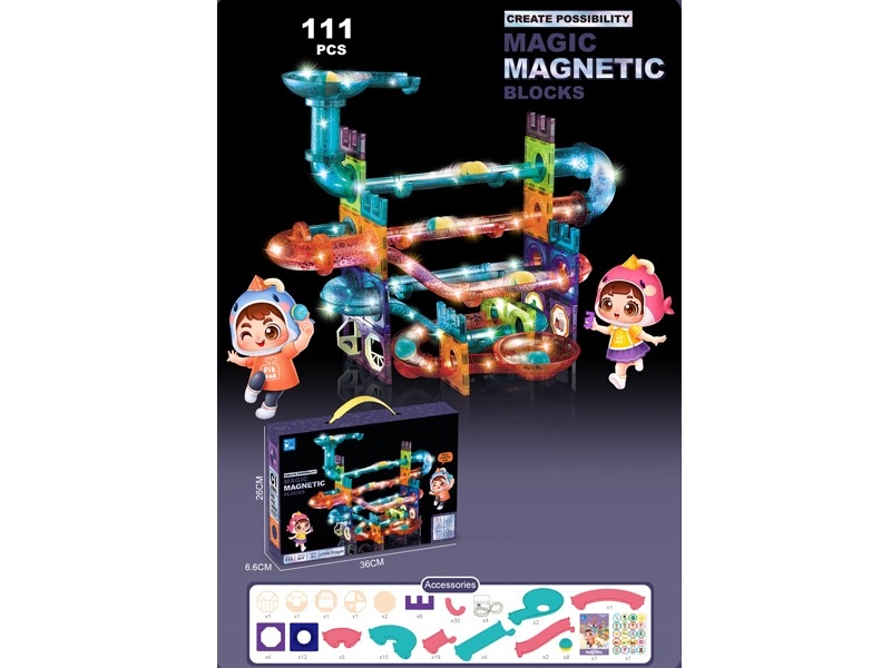 MAGNETIC BUILDING BLOCKS W/LIGHT 111PCS - HP1168548