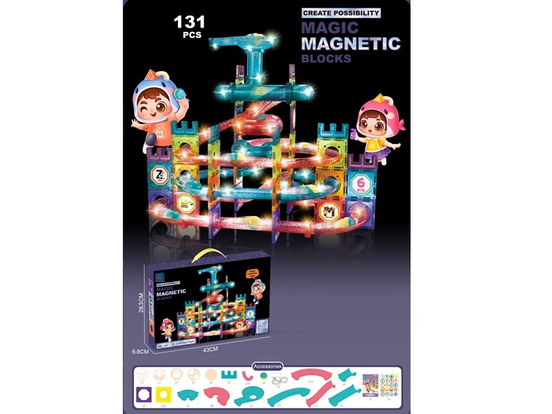 MAGNETIC BUILDING BLOCKS W/LIGHT 131PCS - HP1168549