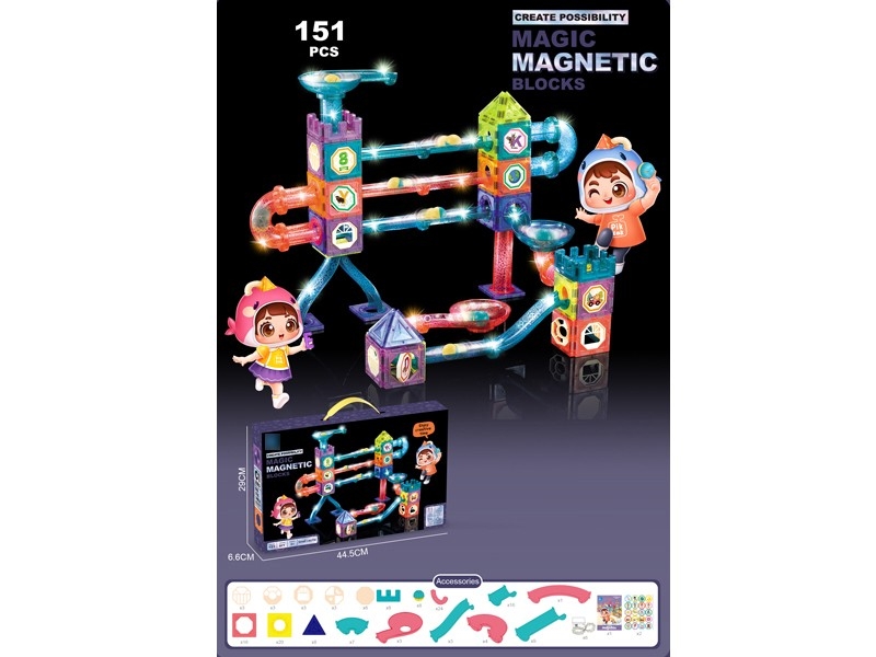 MAGNETIC BUILDING BLOCKS W/LIGHT 151PCS - HP1168550