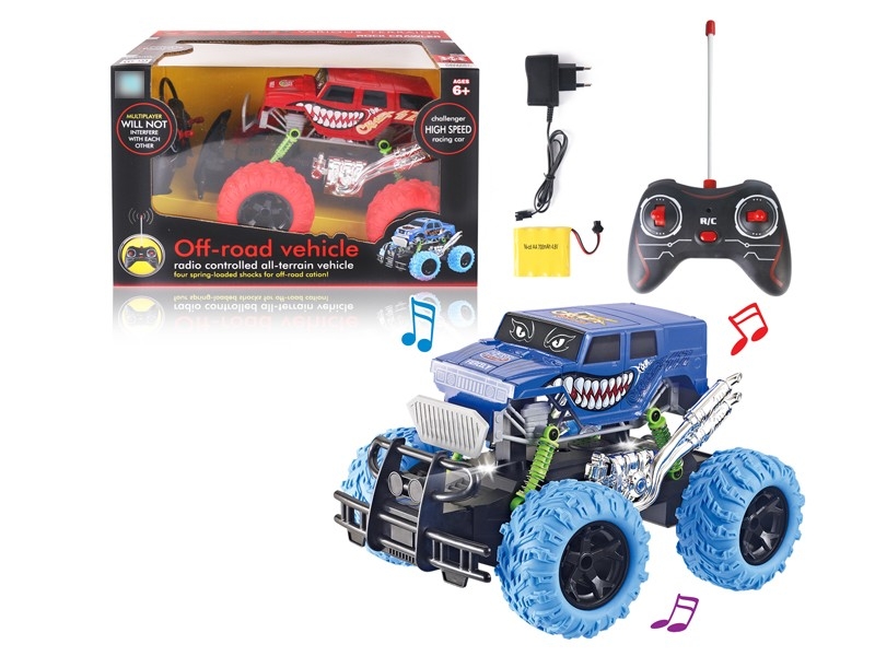 1:16 4-CHANNEL R/C CAR W/LIGHT & MUSIC，INCLUDE BATTERY RED/BLUE - HP1169297