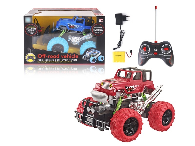1:16 4-CHANNEL R/C CAR W/LIGHT，INCLUDE BATTERY RED/BLUE - HP1169298