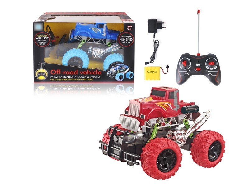 1:16 4-CHANNEL R/C CAR W/LIGHT，INCLUDE BATTERY RED/BLUE - HP1169302