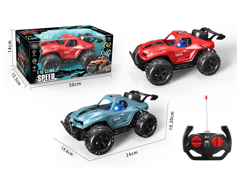 1:16 4-CHANNEL R/C CAR W/LIGHT，NOT INCLUDE BATTERY RED/BLUE - HP1169498