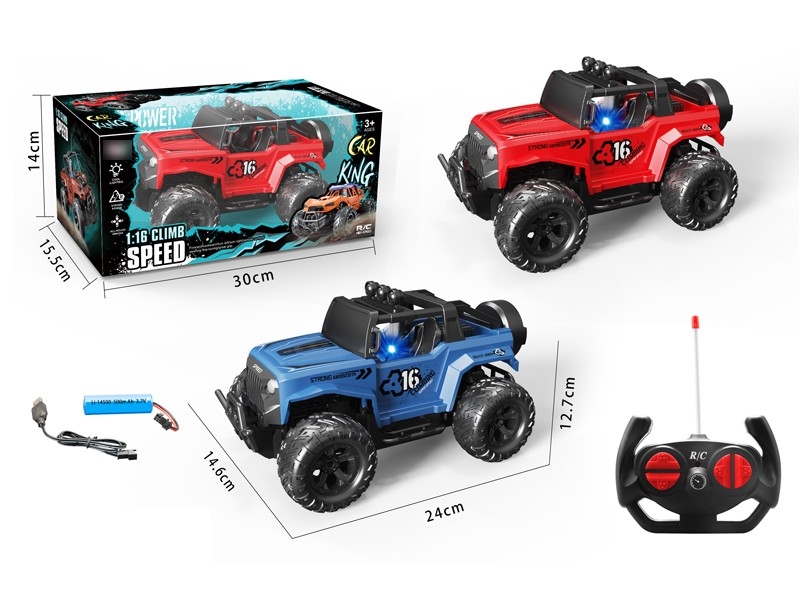 1:16 4-CHANNEL R/C CAR W/LIGHT，INCLUDE BATTERY RED/BLUE - HP1169503