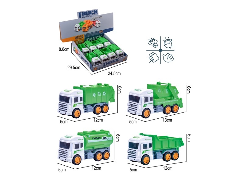 FRICTION SANITATION TRUCK 8PCS/DISPLAY - HP1170740