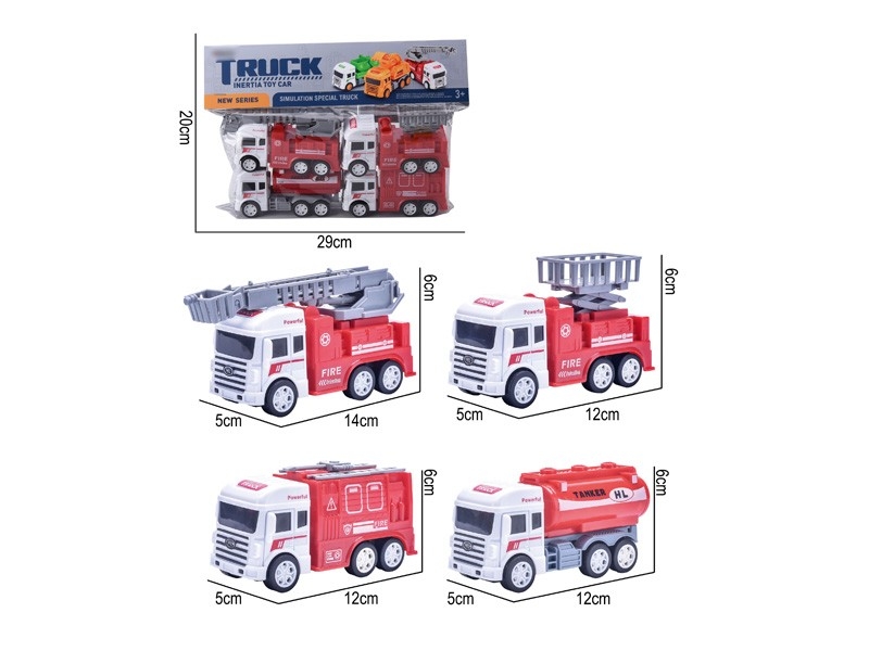 FRICTION FIRE TRUCK 4PCS - HP1170745