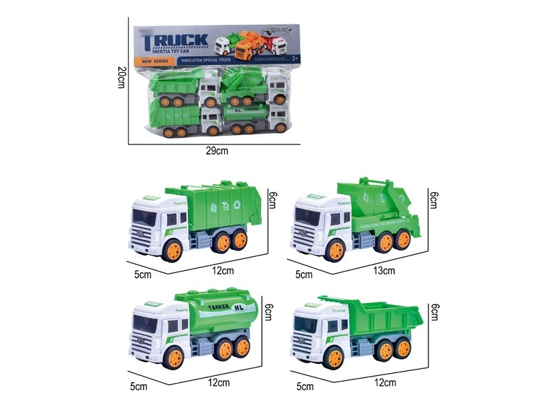 FRICTION SANITATION TRUCK 4PCS - HP1170746