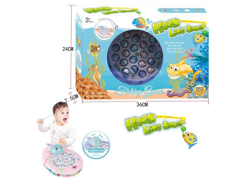 B/O FISHING GAME W/LIGHT，PINK/BLUE - HP1171103