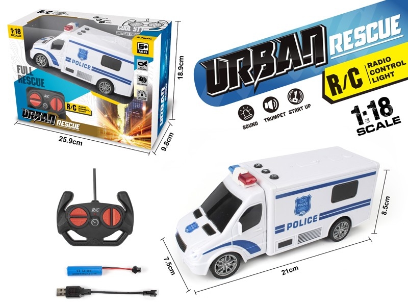 1:18 4-CHANNEL R/C CAR W/LIGHT & MUSIC & USB，INCLUDED BATTERY - HP1171615